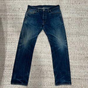 COPY - RRL Double RL Ralph Lauren slim straight faded blue jeans made in USA si…